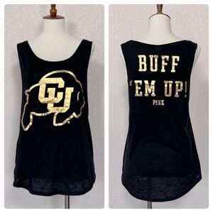 Victoria’s Secret PINK University of Colorado CU black foil Ralphie tank 🦬